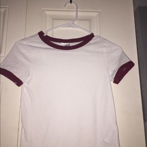 Red and white tee shirt